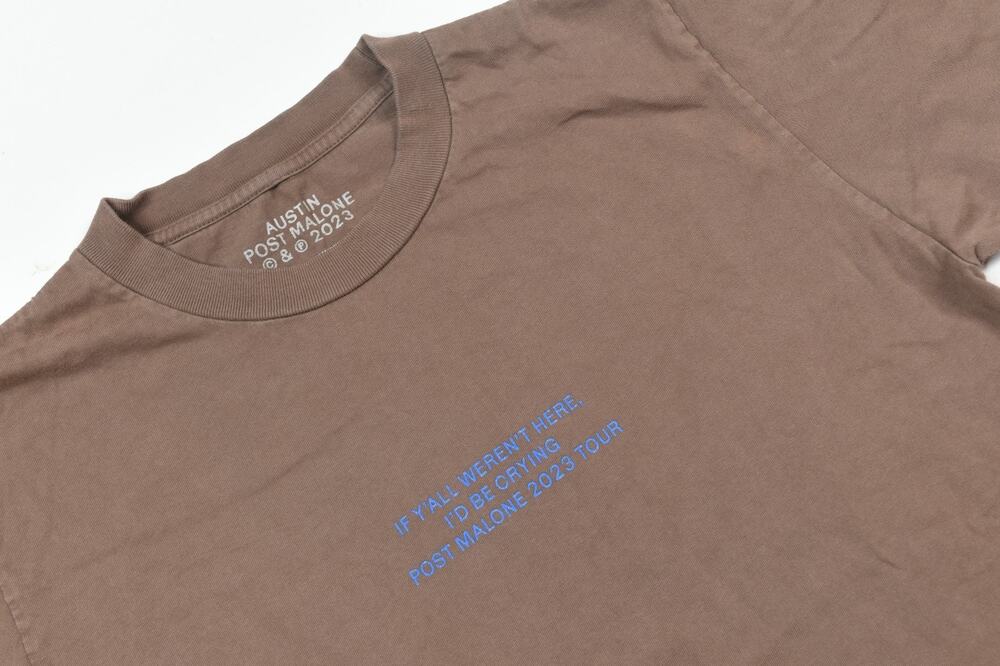 Post Malone AUSTIN 2023 Tour Shirt Mens Medium Brown Short Sleeve Truck